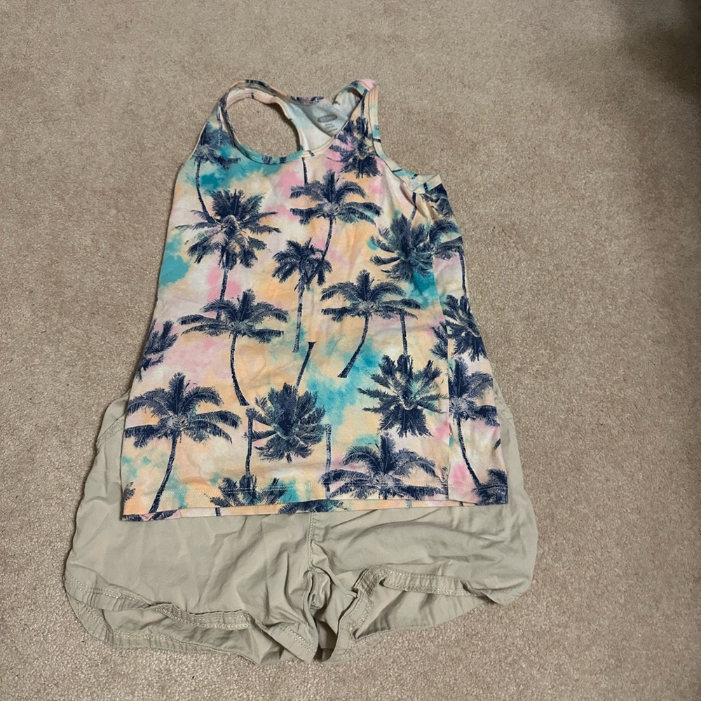 Old navy top 10-12 and children’s place shorts size 12